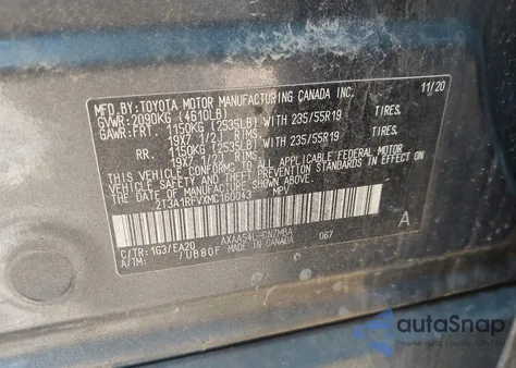 2021 Toyota Rav4 Xle Premium z USA, uszkodzony, nr VIN 2T3A1RFVXMC160043